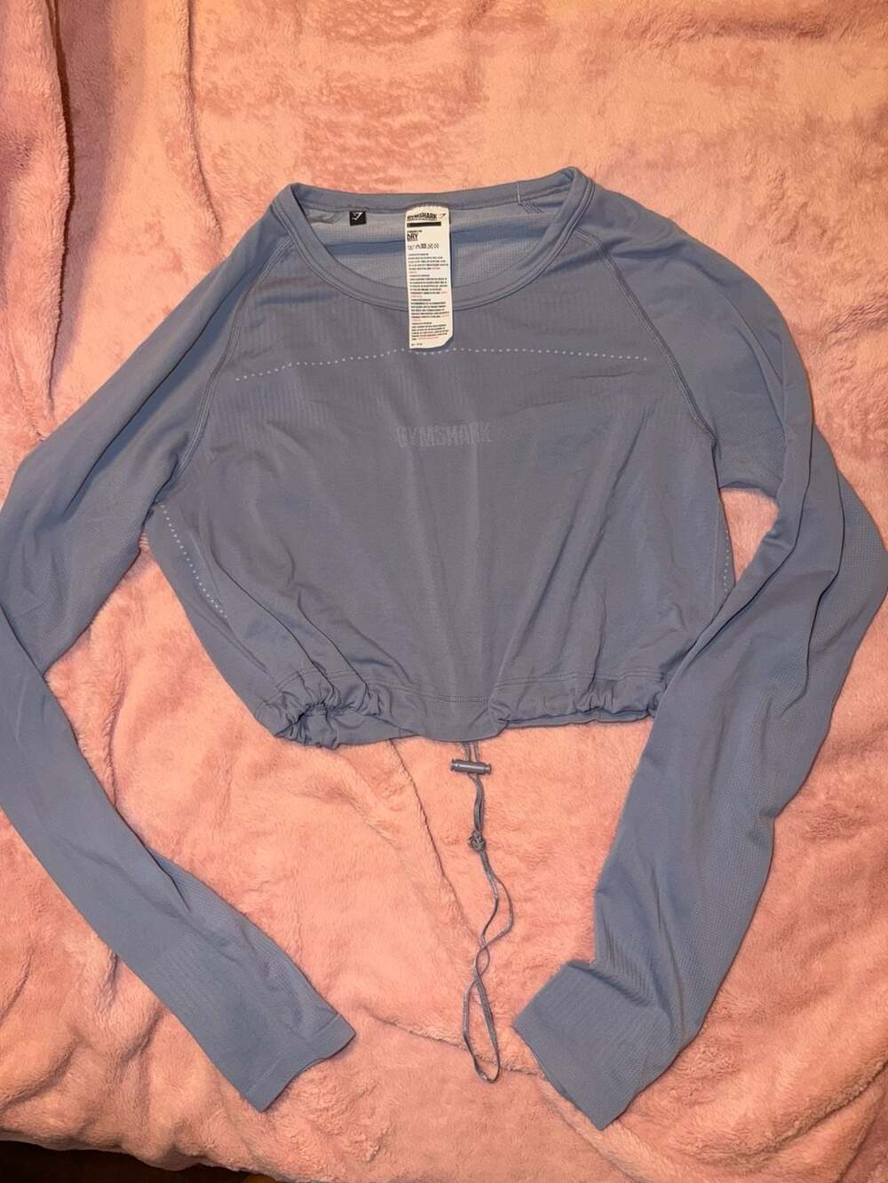 Gymshark Sweat Seamless Long Sleeve Crop Top in Evening Blue